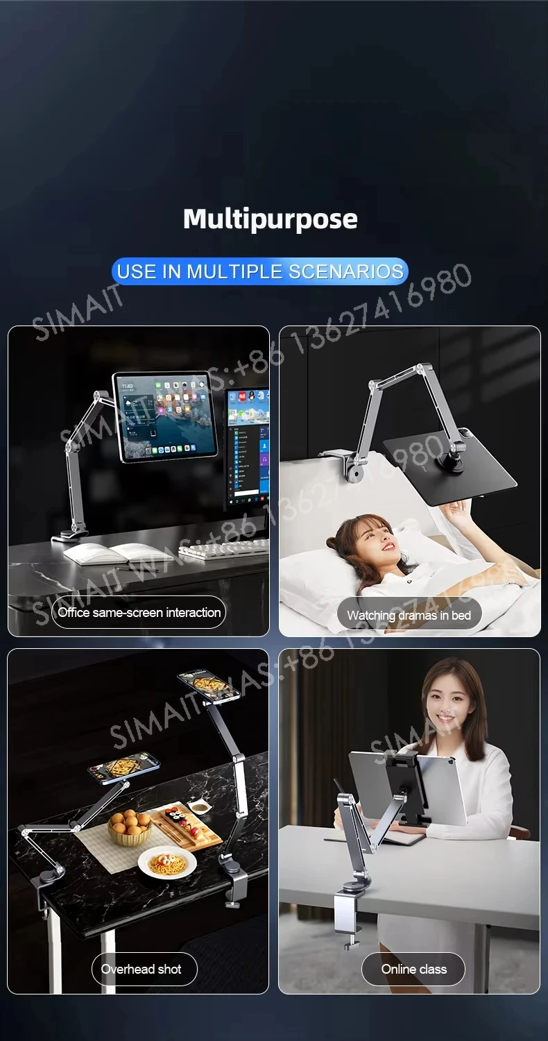 Magnetic Tablet Stand – Adjustable Foldable Desk Mount with 360° Rotating Base for iP-ad & iP-hone