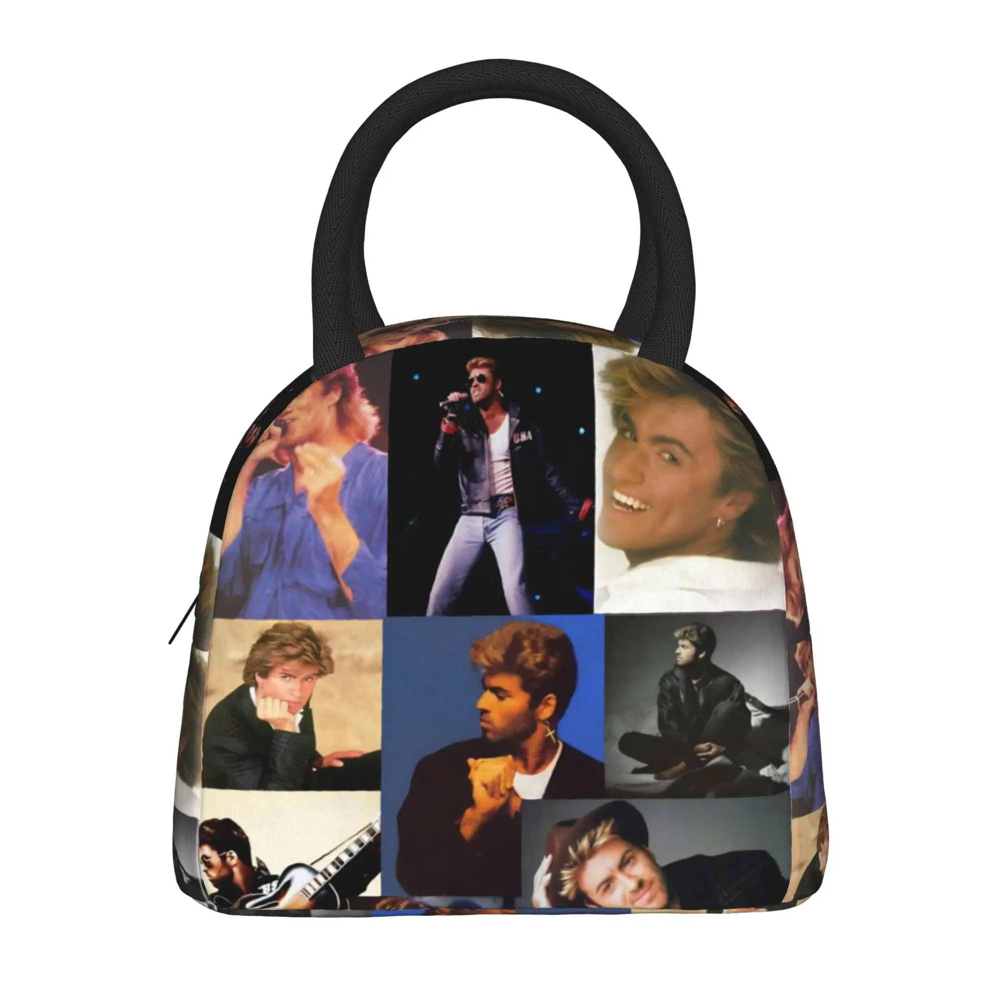 

George Michael British Singer Lunch Bag Kawaii Lunch Box Travel Portable Zipper Thermal Lunch Bags For Child Oxford Cooler Bag