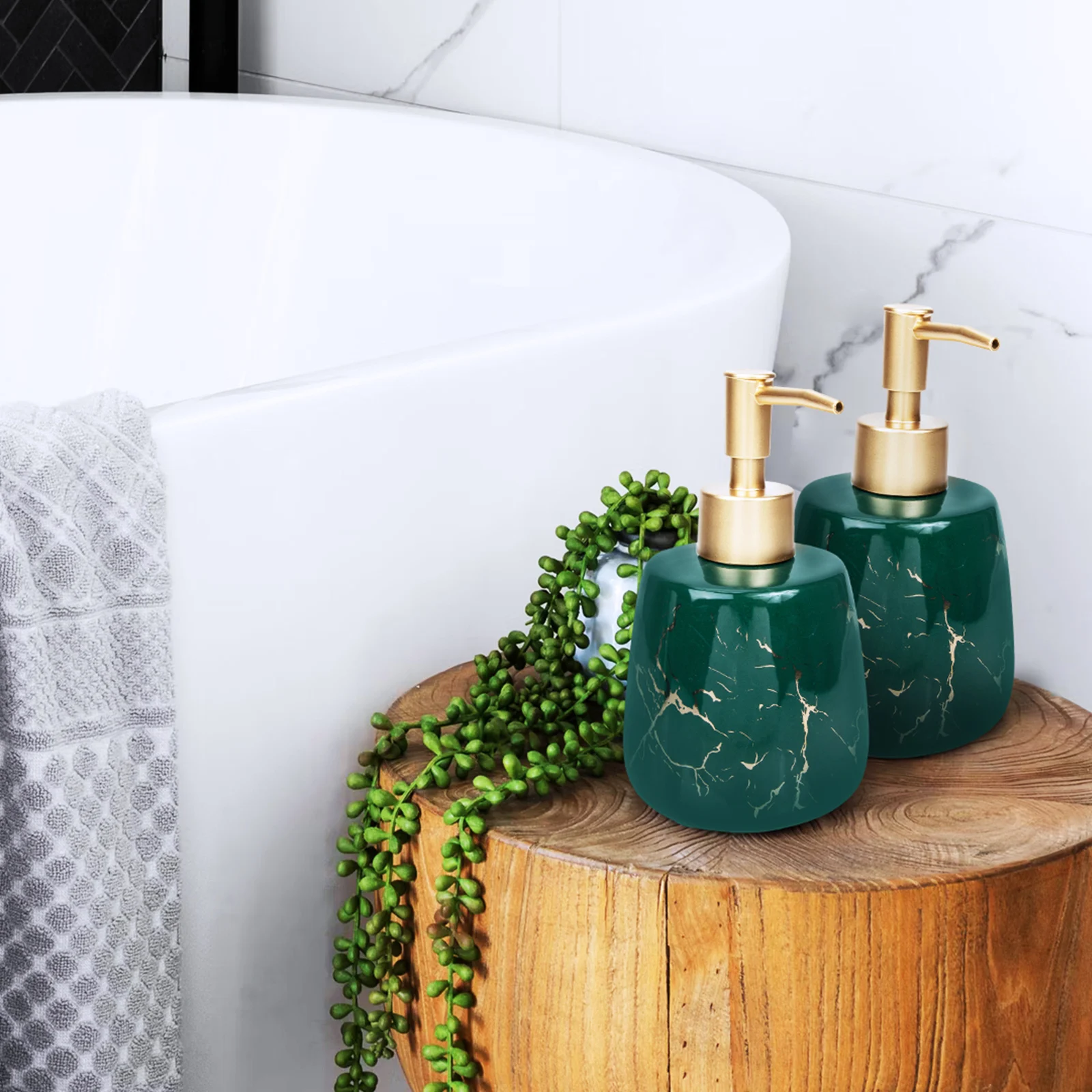 

Marble Storage Bottle Ceramic Shampoo Dispenser Fillable Wall Mount Large Capacity H Soap Pump Refillable Bathroom Accessories