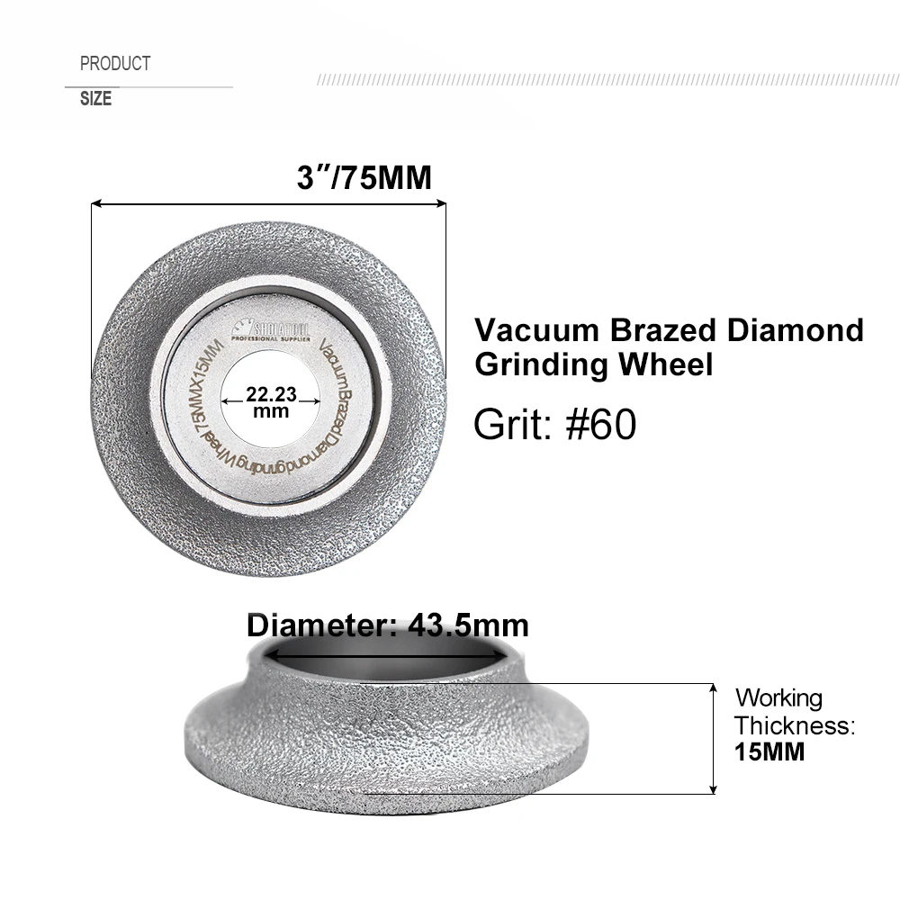 Mola diamantata brasata sottovuoto SHDIATOOL diametro profilo bordo demi-bullnose diametro 3 pollici/75mm disco diamantato