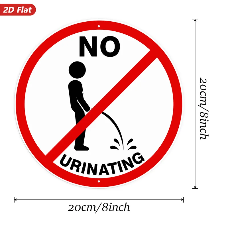 2D Flat, 1pc No Urinating Sign Round Metal Sign Wall Art, No Urinating Message, Home Decor, Red Circle Slash Symbol, Person Silh