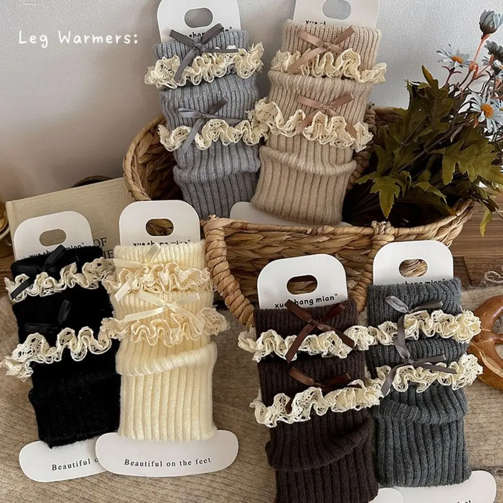 Polyester Girls Leg Warmers Thickened Fabric Knitted Texture Kids Sock Covers Lolita Stretchy Fit Leg Gaiters Daily Leg Warmth