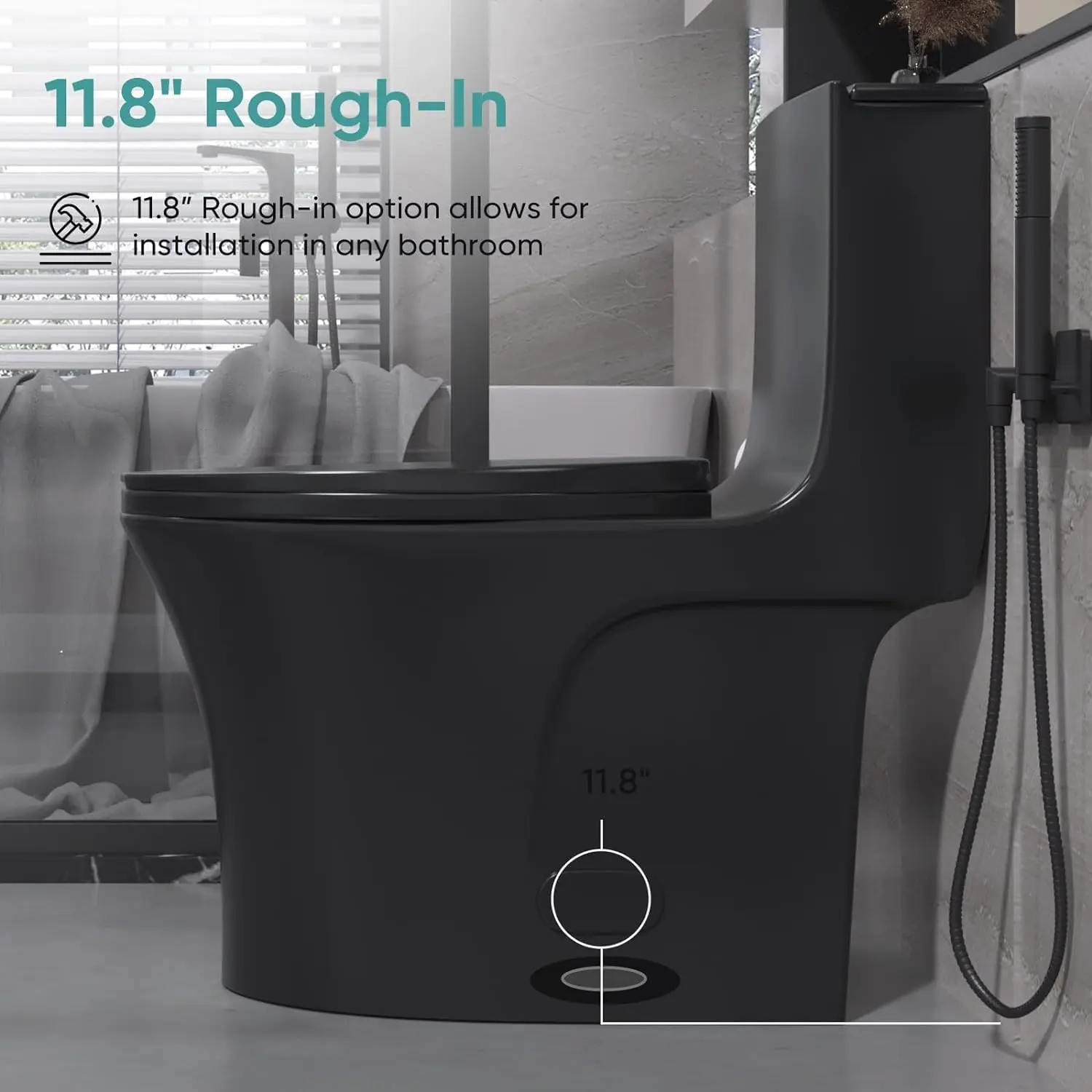 One Piece Toilet 1/1.6 GPF Elongated Dual Flush Toilet with 15.5