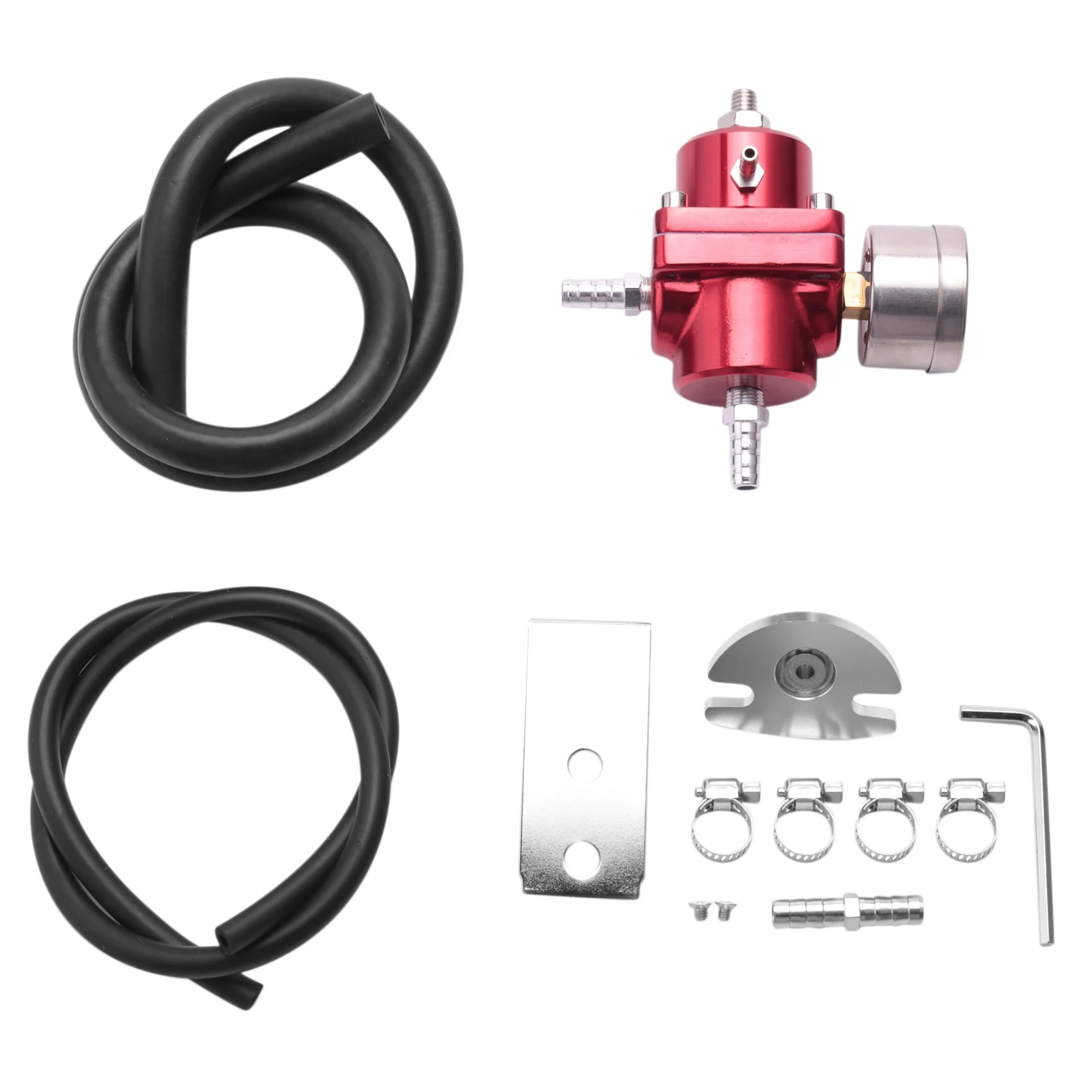 Adjustable Fuel Pressure Regulator with Gauge Return Line 0-140 PSI Universal 6AN Kit Aluminum Red