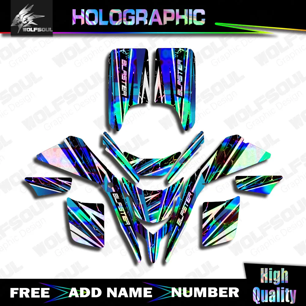 For YAMAHA BLASTER 200 YFS 200 1988-2006 2005 2004 2003 2002 ATV Fairing Holographic Background Decal Graphics Stickers Custom
