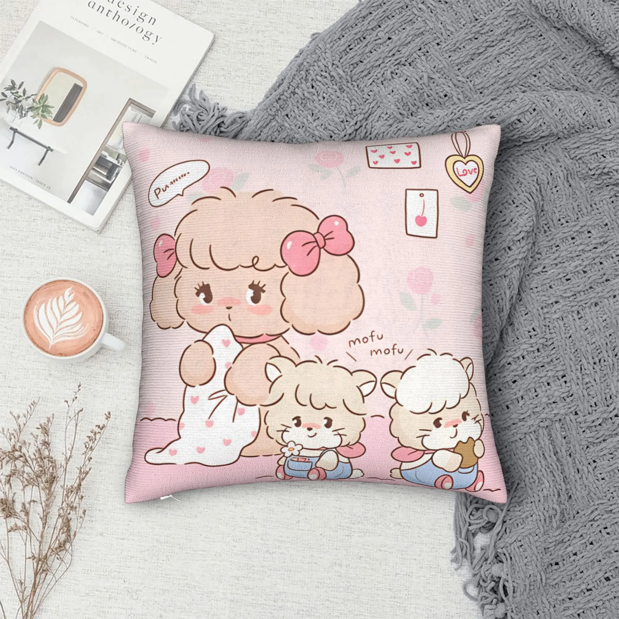 Mikkos Mousses Pillow Case  Retro Trendy Pillow Cover Soft Pillowcases For Couch Sofa Bedroom
