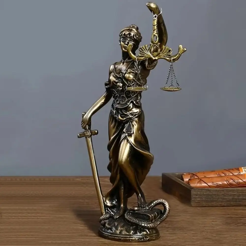 Ornement de la déesse de la justice de style européen, design rétro, thème justice, ornement rétro pour la maison, imitation cuivre
