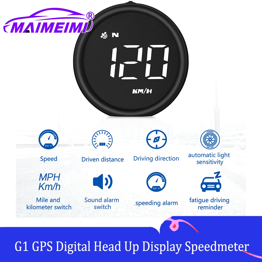 

G1 Белый автомобильный GPS бортовой компьютер Цифровой проекционный дисплей Автоматический спидометр Скорость Проектор лобового стекла для всех автомобилей