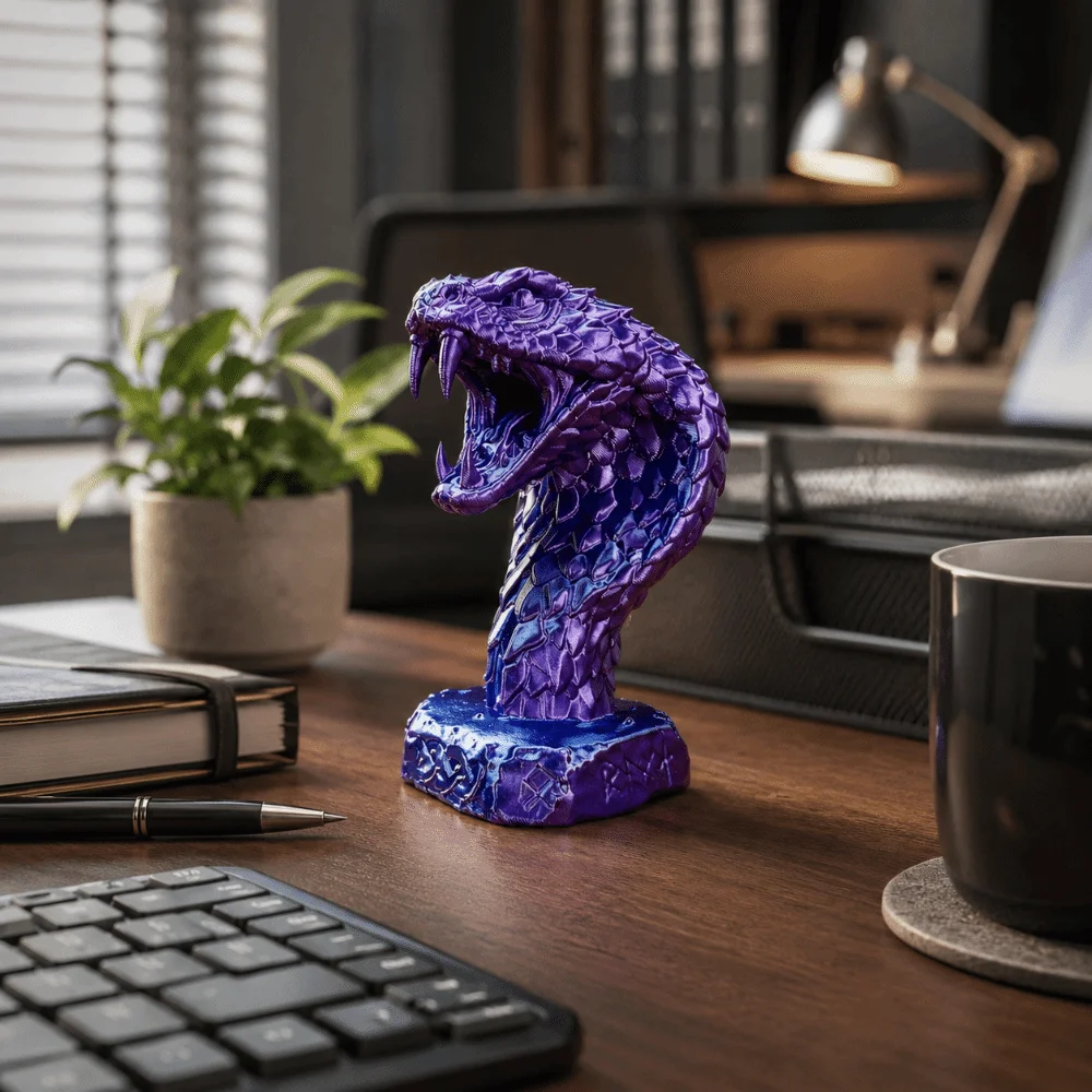 

Personality Gothic Style Snake Head Statue Home Decoration 3D Printed Desktop Ornament Sculpture Snake Figurine Office