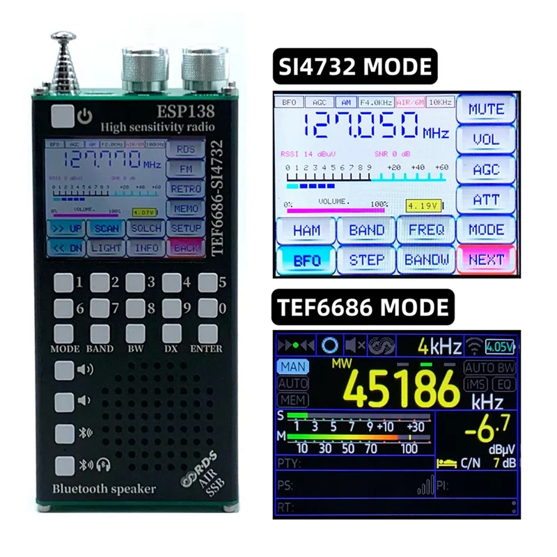 B27B ATS Decodificador Pocket ESP138 Modos duplos ESP138 ESP32 SI4732 Receptor de rádio portátil para ambientes internos e externos