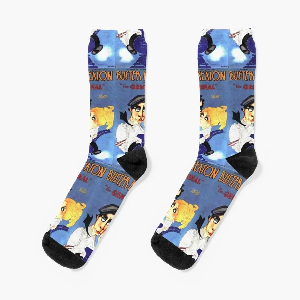 Vintage Movie Poster Buster Keaton Socks retro winter gifts Luxury Woman Socks Men's