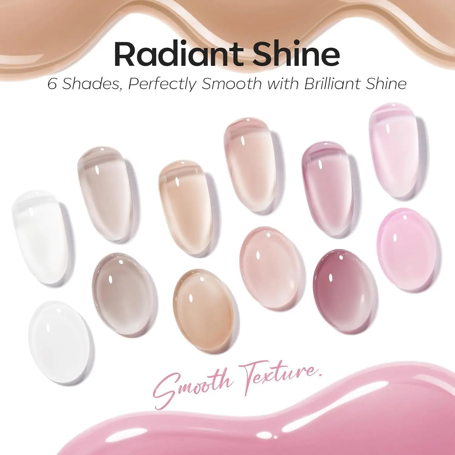 

modelones French Tip Base Color Gel Polish Milky White Nude Pink Neutral Sheer Translucent Hema Free 6 Colors Gel Nail Kit