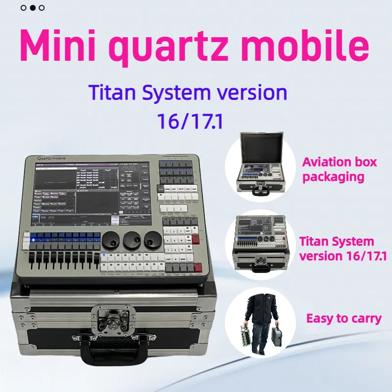 

Mini Quartz Mobile Titan DMX Console, Stage Lighting Controller, dimmer Touch Screen, Wi Fi Connection, Professional,