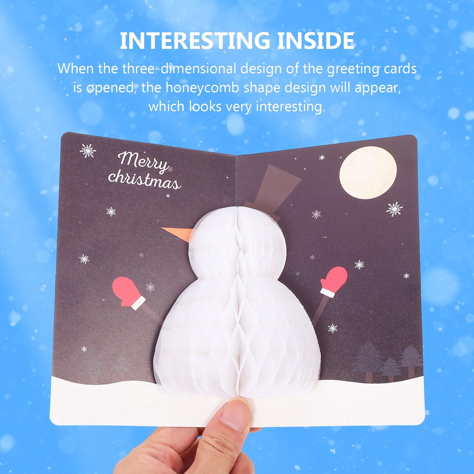 

3Pcs 3D Greeting Cards Honeycomb Paper-Card Christmas Xmas Gift Cards Folding Greeting Cards for Festival Wishes