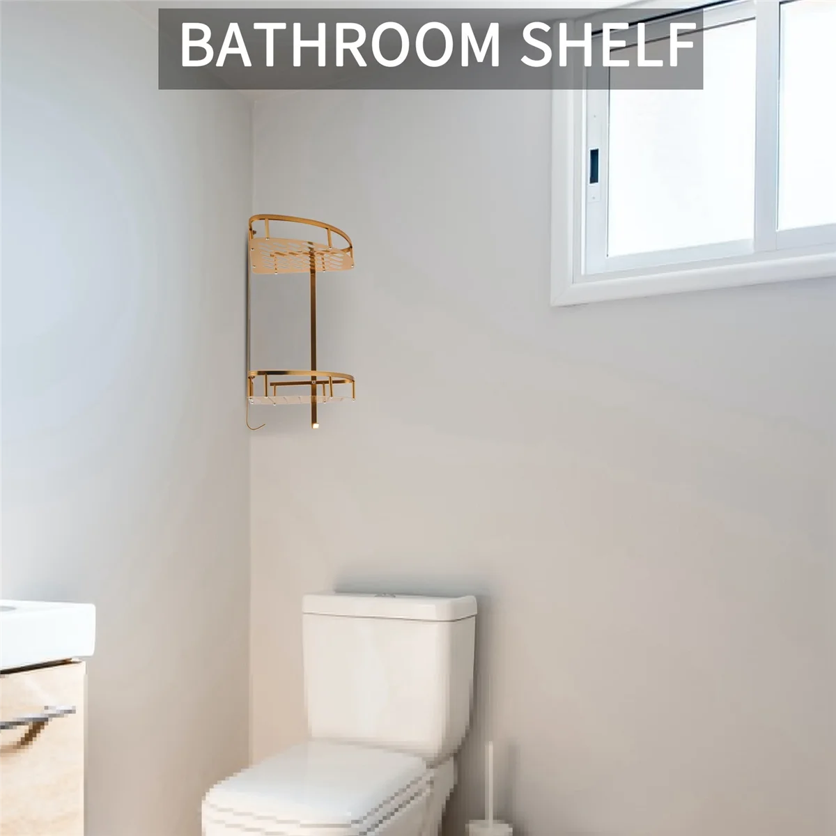 A62X Badezimmer Gold Regal Dusche Wandmontierter Eckkorb Shampoo Aufbewahrung Wand Badezimmer Regal