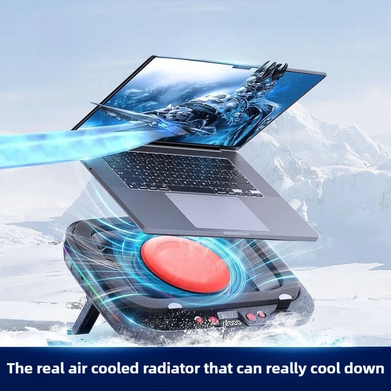 

Laptop Radiator Large Turbo Wind Type Game Fan Cooling Base Internal Dust for Game Notebook 15/17 Inch Adjustable Speed RGB