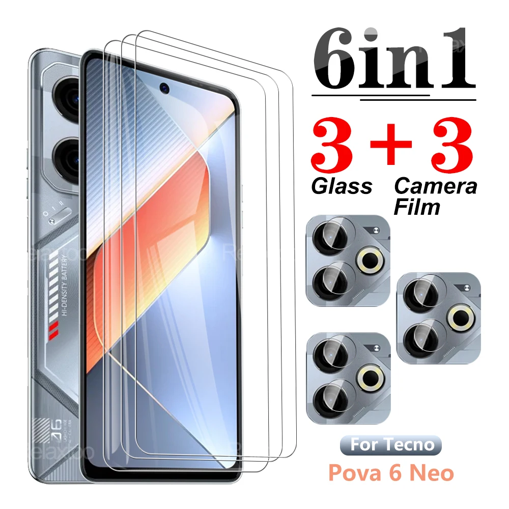 6in1 Pova6Neo Tempered glass For Tecno Pova 6 Neo glass 6.78\