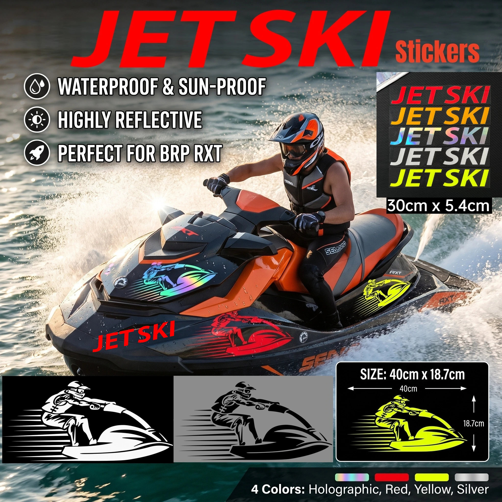 JetSki Stickers Water Sticker Riding motorboat Vinyl Decal RXP RXT GTI Spark GTX Waverunner GP FX VX FC Accessories for SEADOO
