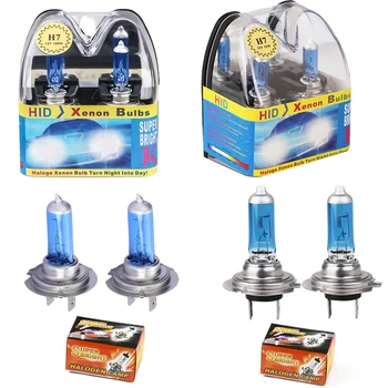 Ampoule de phare de voiture halogène H7 6000k, blanc Super brillant 12V, ampoule de remplacement de phare de voiture 55w 100w 2 pièces