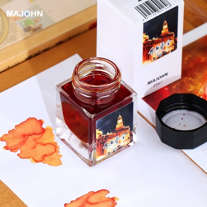 MAJOHN 20ml Złoty Brokatowy Tusz Kaligraficzny Shanghai Landmark Design Do Pisania Piórem Wiecznym Rysowania Bazgrołów Artykuły Papiernicze Szkolne — zdjęcie produktu 2