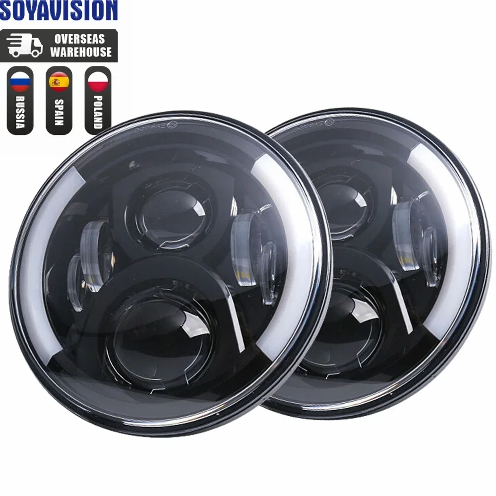 2pc Car 7Inch Headlight For Suzuki Samurai SJ410 Front Round 7 Inch Led Lights For Jeep Wrangler Lada Niva 4X4 7