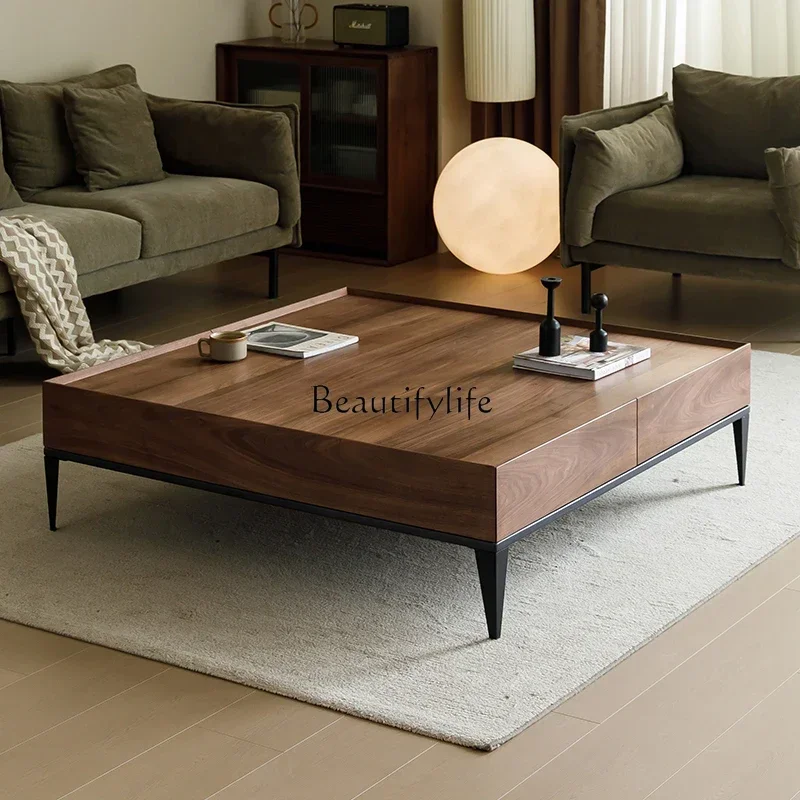 

yj21 North American black walnut coffee table Nordic modern simple square solid wood coffee table