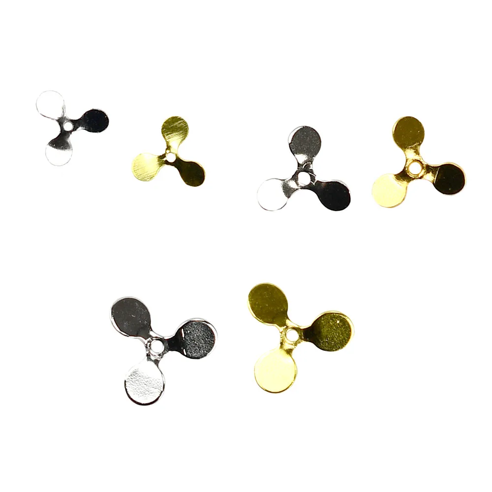 60 Stück DIY Silber & Gold Luya Spinner Metallköder für Fliegenhaken - Dreiblatt-Turbo-Propeller & Edelstahl-Spinnerblätter