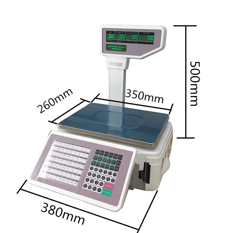 Thermal barcode printing LCD desktop scale label printer 15kg/30kg capacity 0.01 g accuracy