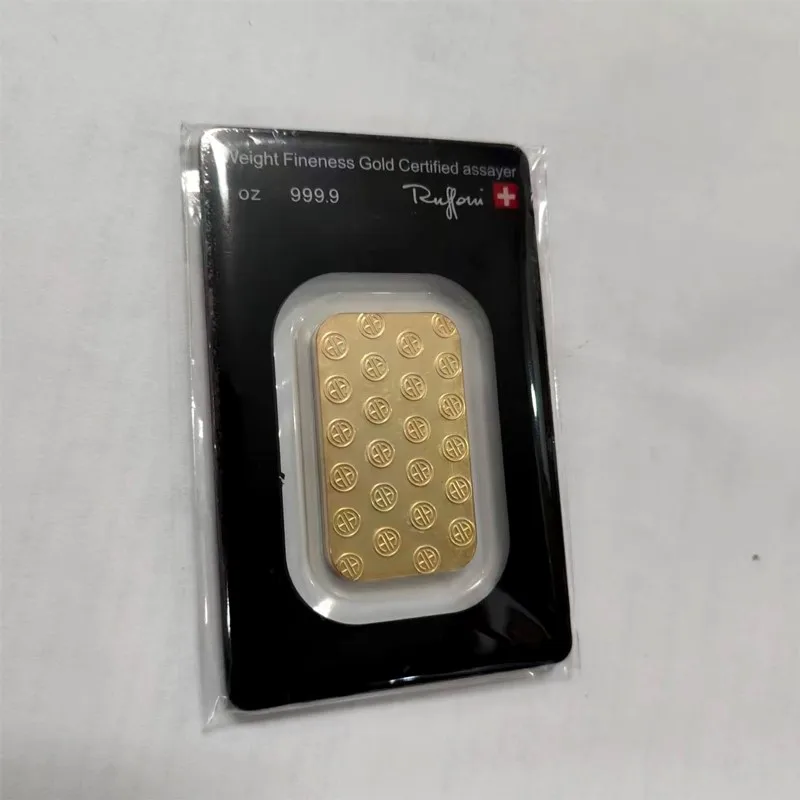 1/5/10pcs 24K Gold Plated Swiss 1 OZ  Argor-Heraeus Gold Bars Replica Gold Bullion Gold Coins Gifts Bullion Collection