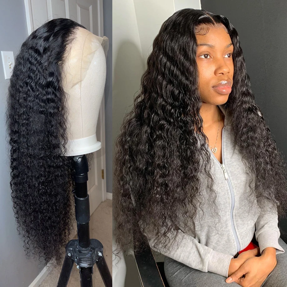 

13x6 Deep Wave Lace Front Wig 30 inches Human Hair Wig Glueless Wigs Pre Plucked 180% Density Deep Curly Hd Lace Frontal Wig