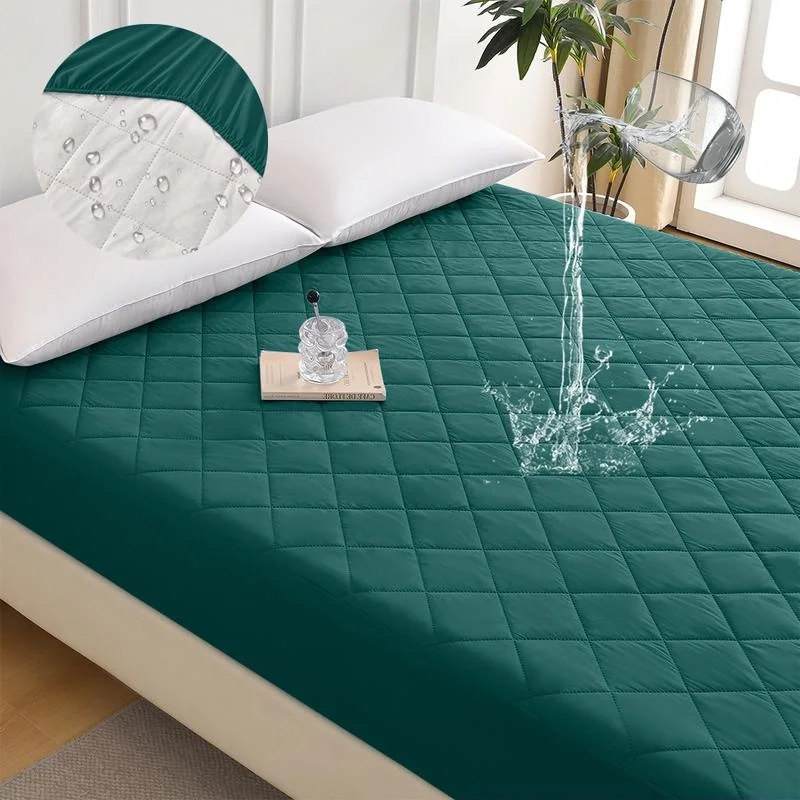 

Green Queen Size Diamond Pattern Ultrasonic Waterproof Quilted Fitted Sheet