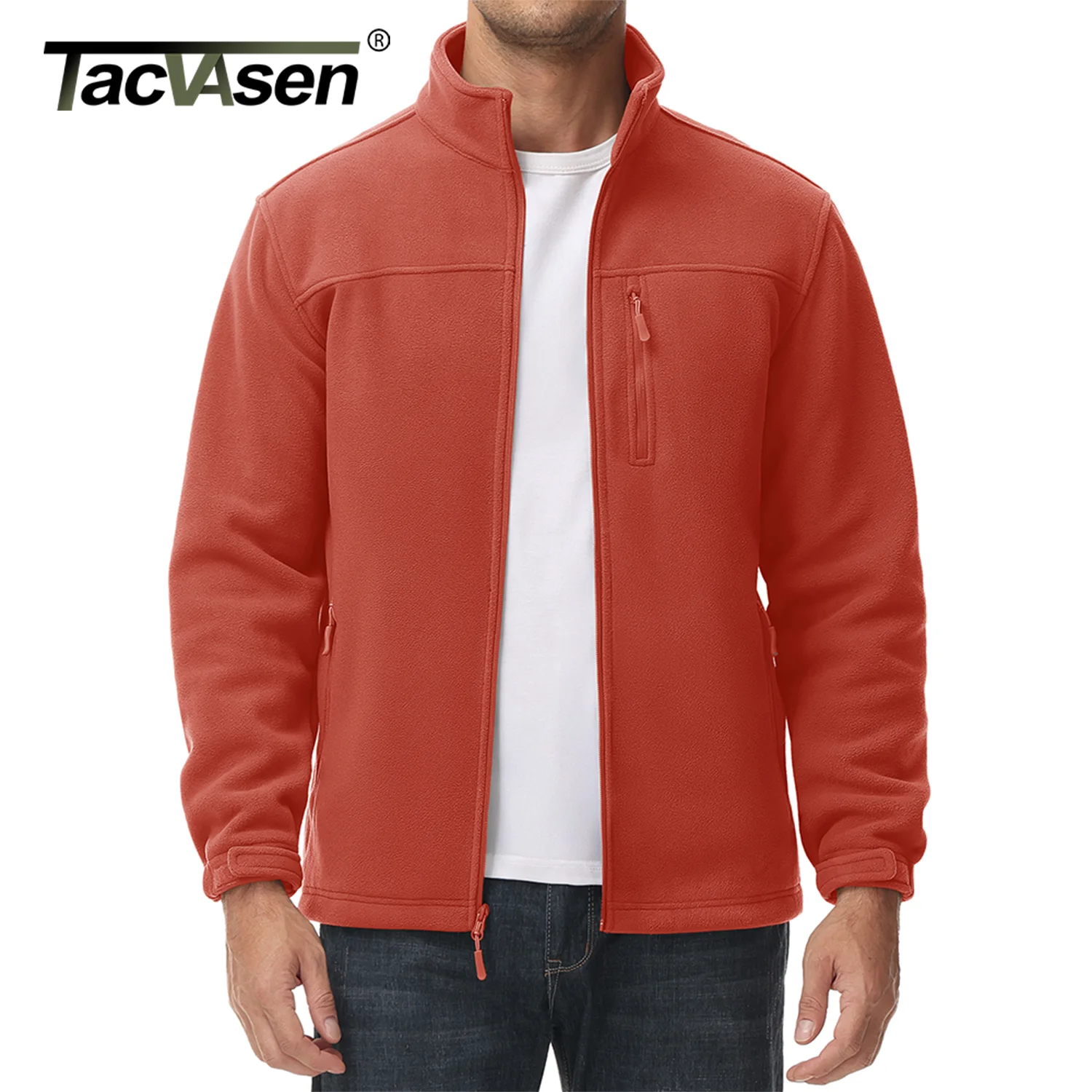 

TACVASEN Lightweight Fleece Jacket Mens Thermal Warm Workout Jacket Outdoor Trekking Hiking Jackets Camping Coat Windbreaker