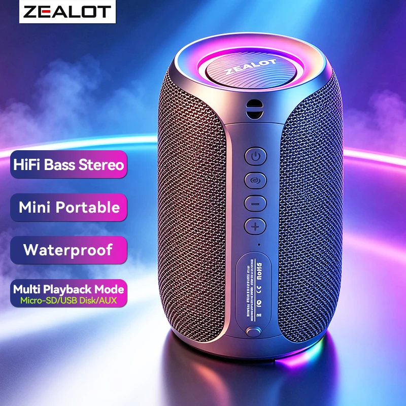ZEALOT S32 Pro Bluetooth Speaker Wireless Subwoofer TWS Portable Bass Stereo Support USB Micro SD Card