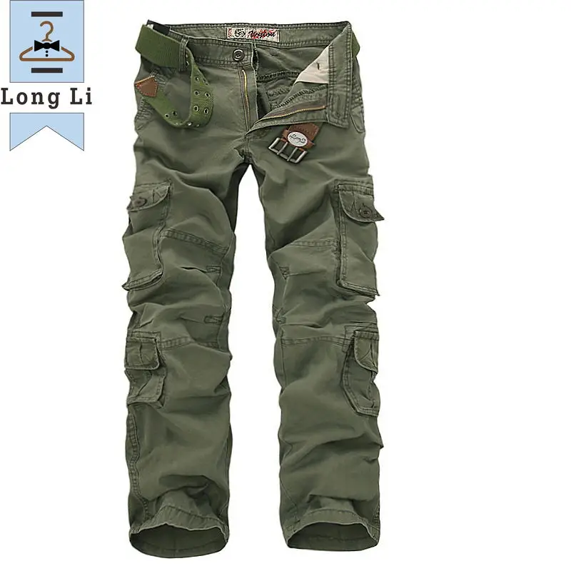 2023 Mens Military Cargo Pants Multi-pockets Baggy Men Cotton Pants Casual Overalls Army Tactical Trousers no belts Plus Size 46