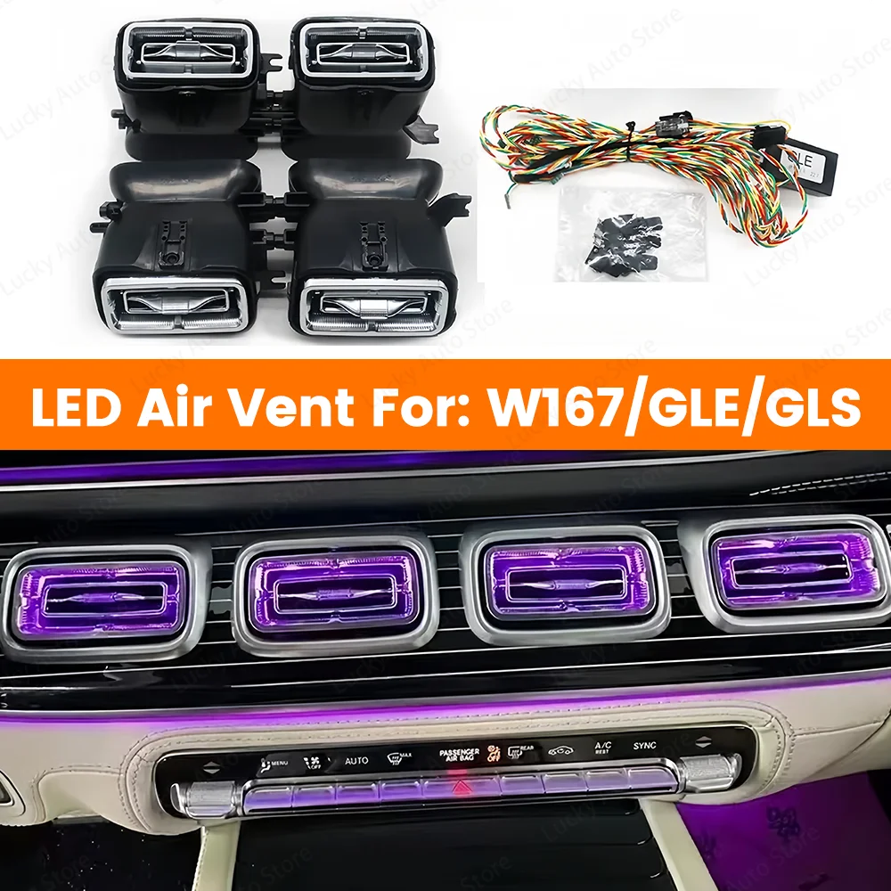 LED Vents 64 Colour Ambient Light For Mercedes Benz W167 GLE GLS GLE53 GLS63 Coupe Car Turbine Air Outlet Nozzle Decorative Lamp