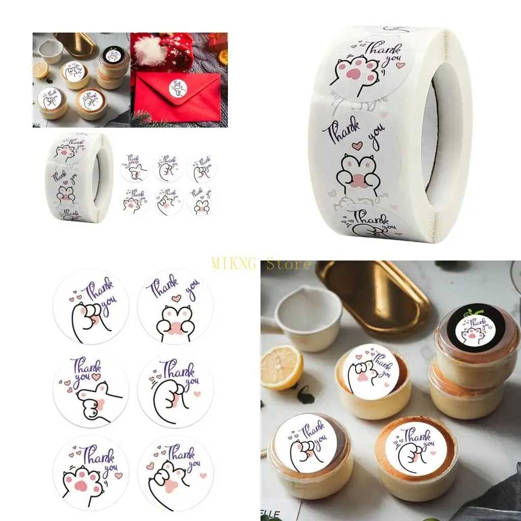 500 PCS/ロールキュートキッテンポーステッカーラベルラベルラベル幼稚園ギフトベストセールに最適