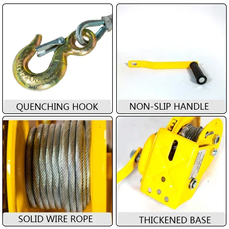 

Excellent Two-Way Self-Locking Device Small Manual Winch Mini Wire Rope Winch With Hook Automatic Brake Manual Crane Hoist
