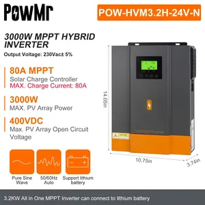 POWMR 1600W 3000W SOLAR HYBRID INVERTAIN 12V 24V 220V Wave inverter Pure Sennoidal 1.6KW 3KW with MPPT 80A Solar Charger Controller 80A 7 Main Sales Hybrid Inverter - №2