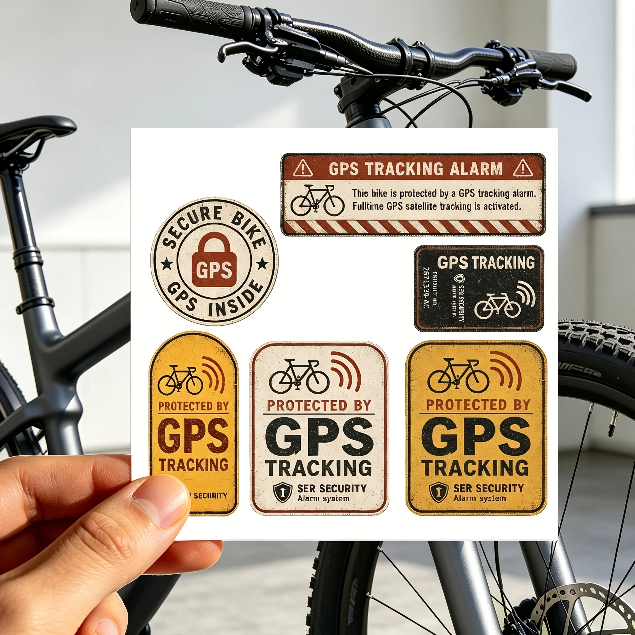 Vintage GPS Tracking Anti-Theft Warning Stickers Retro Safety Decals For Bicycle Motorcycle Office Daily Decor