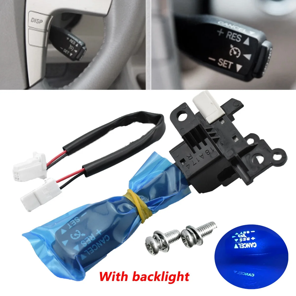 Cruise Control Switch 84632-34011 for Toyota Corolla 2014 RAV4 2013-2015 Steering Wheel Cover with Backlight