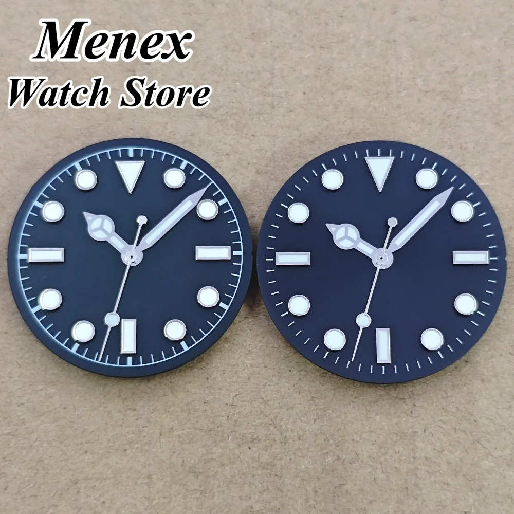 28.5mm Black Diver Dial Triangle Dot Stick Luminous Markers No Date Fit NH35 YN55 ETA2824 2836 ST2130 Miyota8215 DG VH31 Movemen