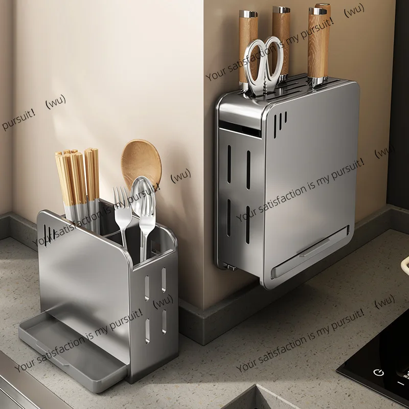Kitchen rack Wall-mounted non-punching seasoning supplies Knife holder Hanger Household storage rack