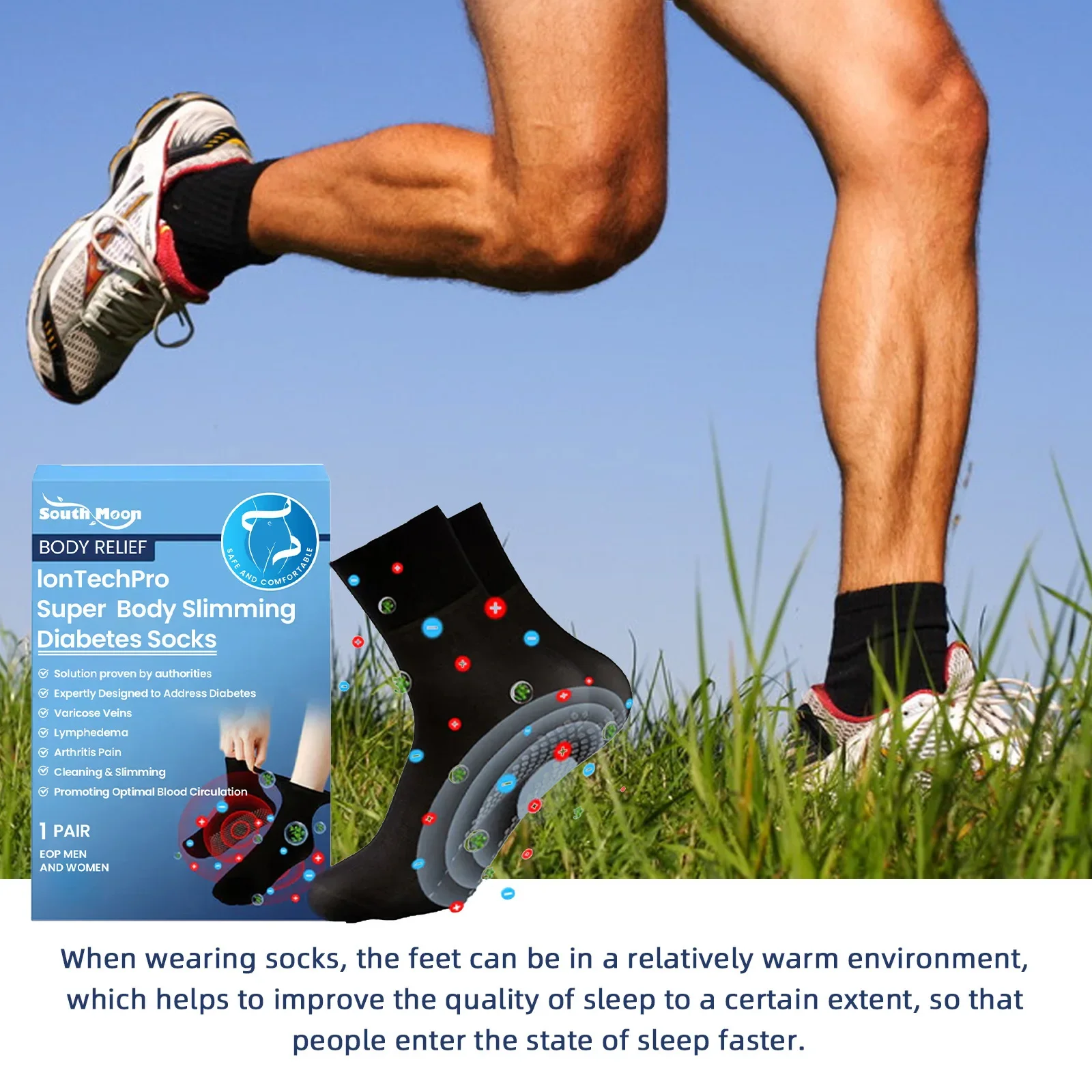 Soft Socks for Diabetes Treat Varicose Vein Arthritis Pain Slimming Promote Blood Circulation Breathable Antislip Feet Care Sock