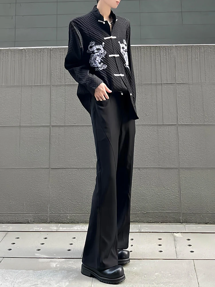 

Cleanfit High Waist Extended Length Ice Silk Men's Wide Leg Suit Pants Straight Cut Casual Trousers for Tall Men