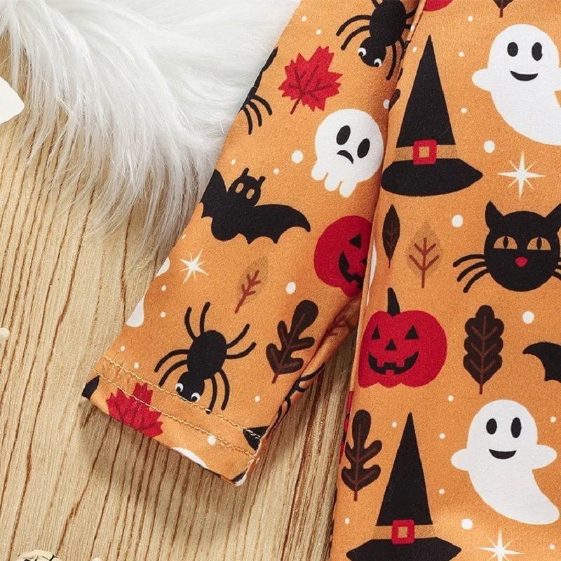 0-18 months Spring and Autumn New Halloween Newborn Baby Boys and Girls Festival Printed Long sleeved jumpsuit