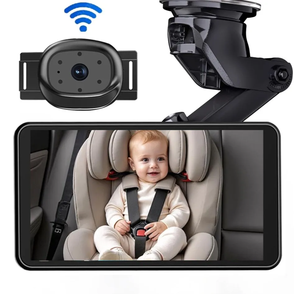 Wireless 5 Inch Baby Monitor 1080P IR Night Vision Camera Real-Time Video Display Portable Babysitter Cam for Car Infants Care