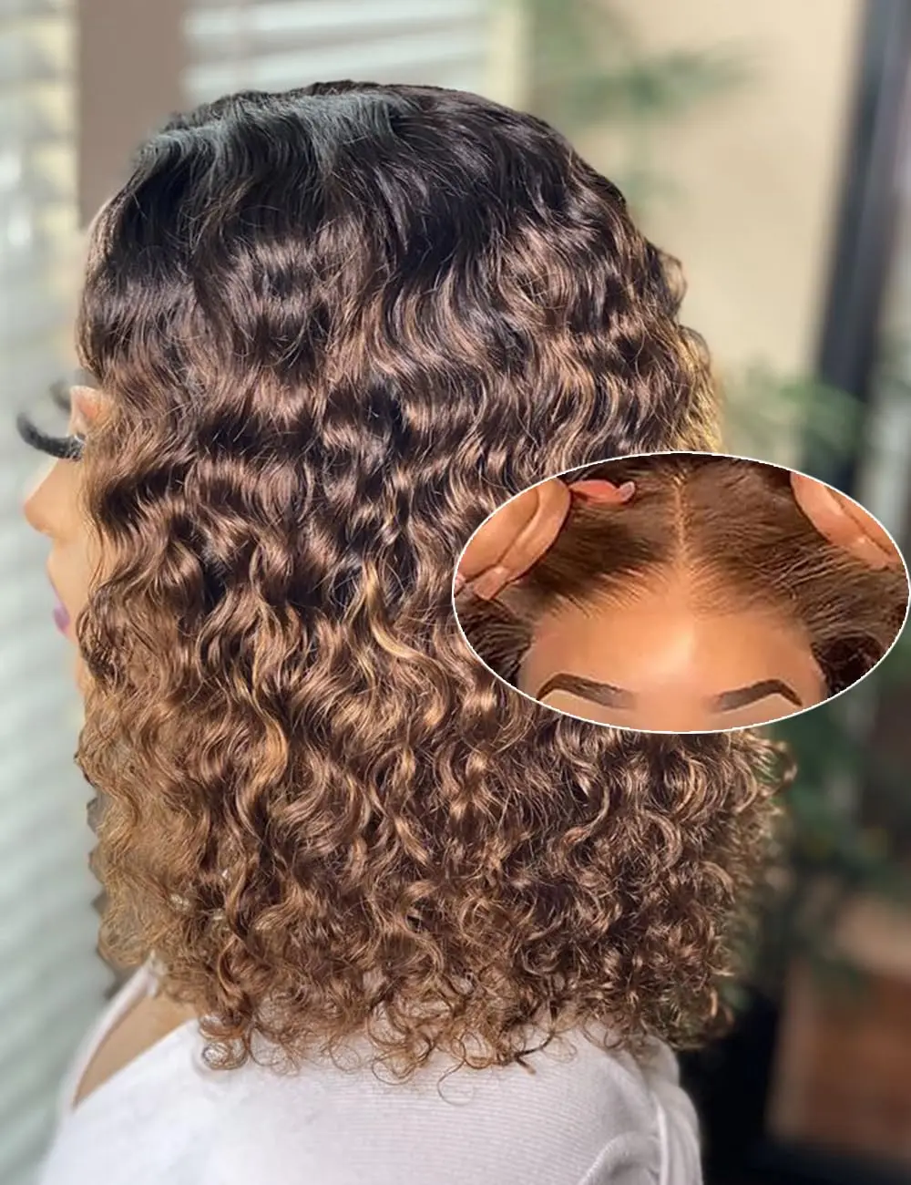 4/27 Blonde Highlight Ombre Deep Curly Glueless Bob Wig Pre Cut HD Lace Wear And Go 4x4 13x4 Lace Front Bob Wigs For Black Women