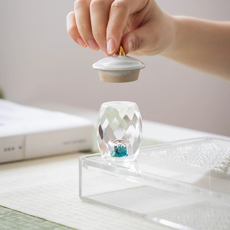 Crystal Glass Turquoise Teapot Cover Holder Elegant Cover Frame Lid Bracket Zisha Pot Lid Shelf Tea Items Accessories Decoration
