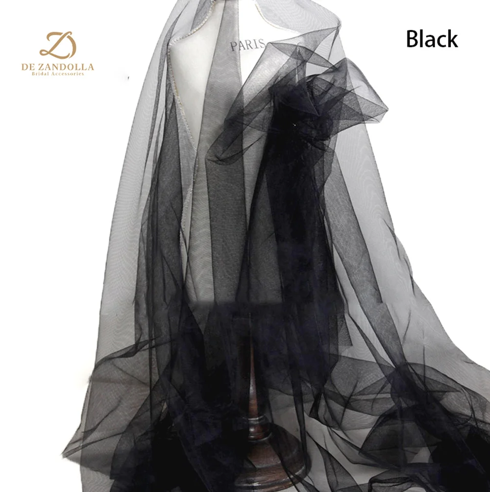 10 Yards Black/Off-white bridal veil lace fabric with high quality soft tulle used for wedding decorations and party dress 150cm