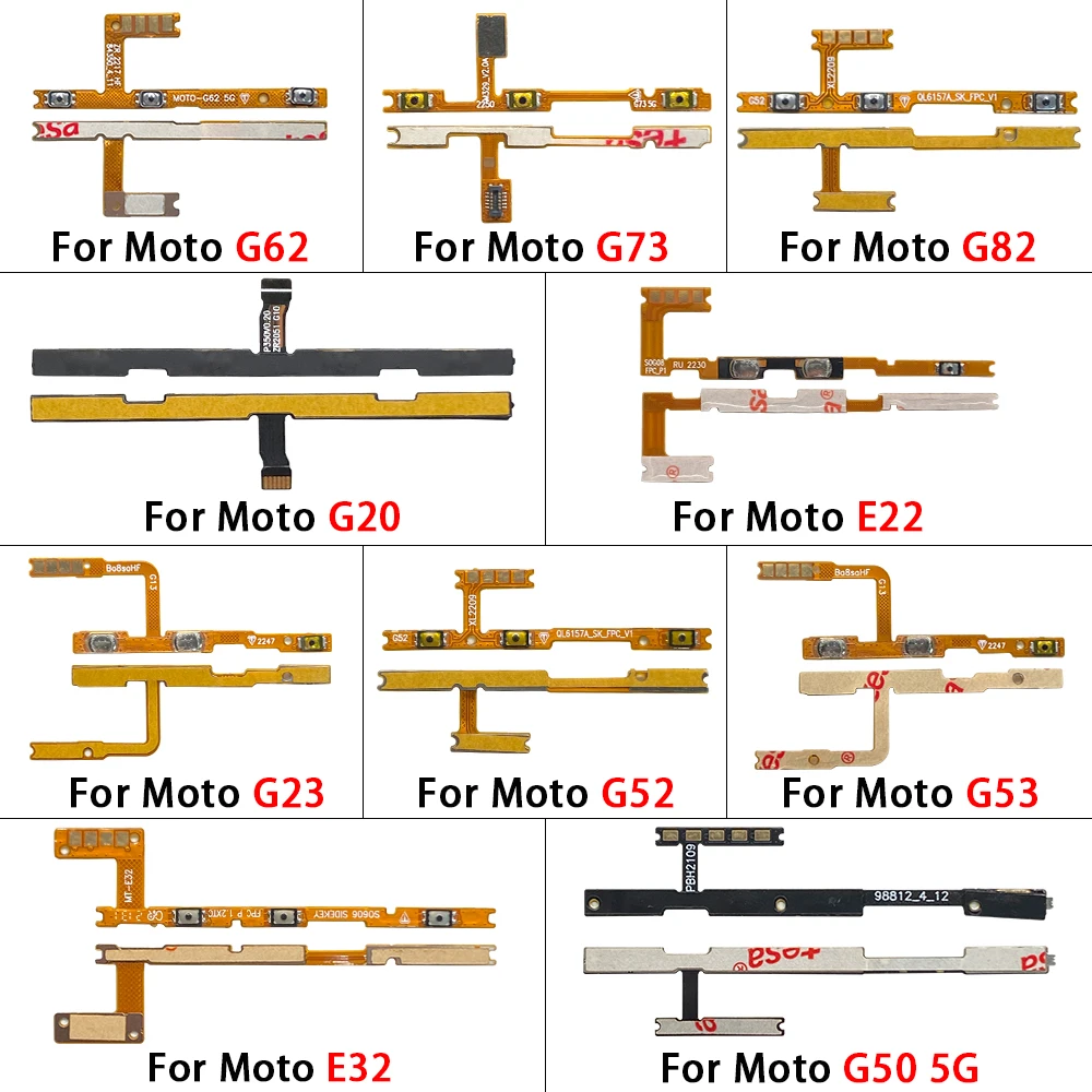 For Moto E13 E22 E32 G13 G20 G23 G31 G32 G50 5G G52 G53 G62 G73 G82 Power On Off Button Volume Switch Key Control Flex Cable